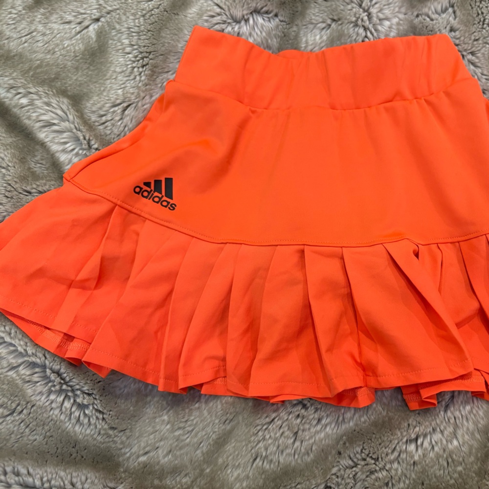 Adidas Orange Pleated Tennis Skirt